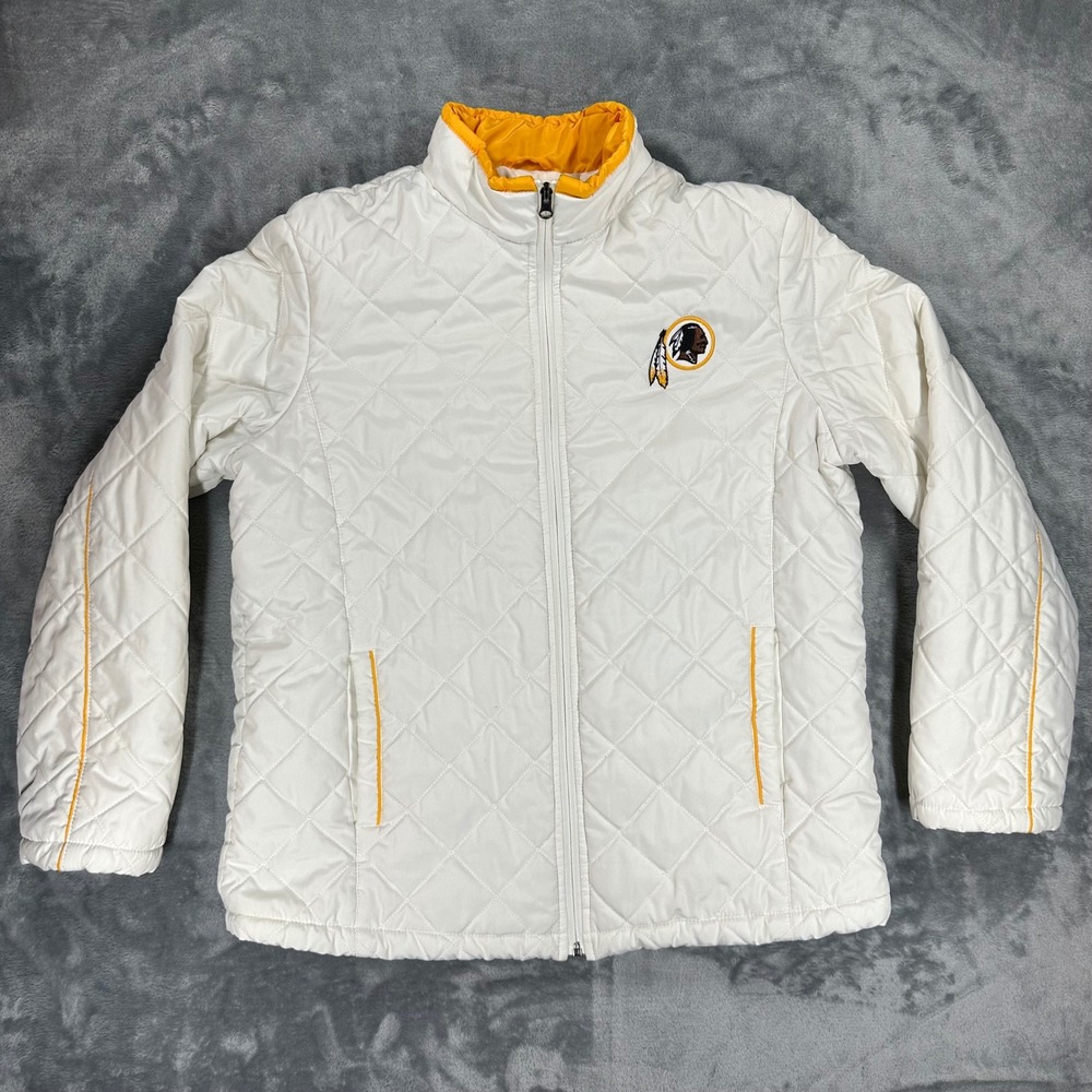 Washington Redskins NFL Team Apparel Women White Quilted Full Zip Jacket Large